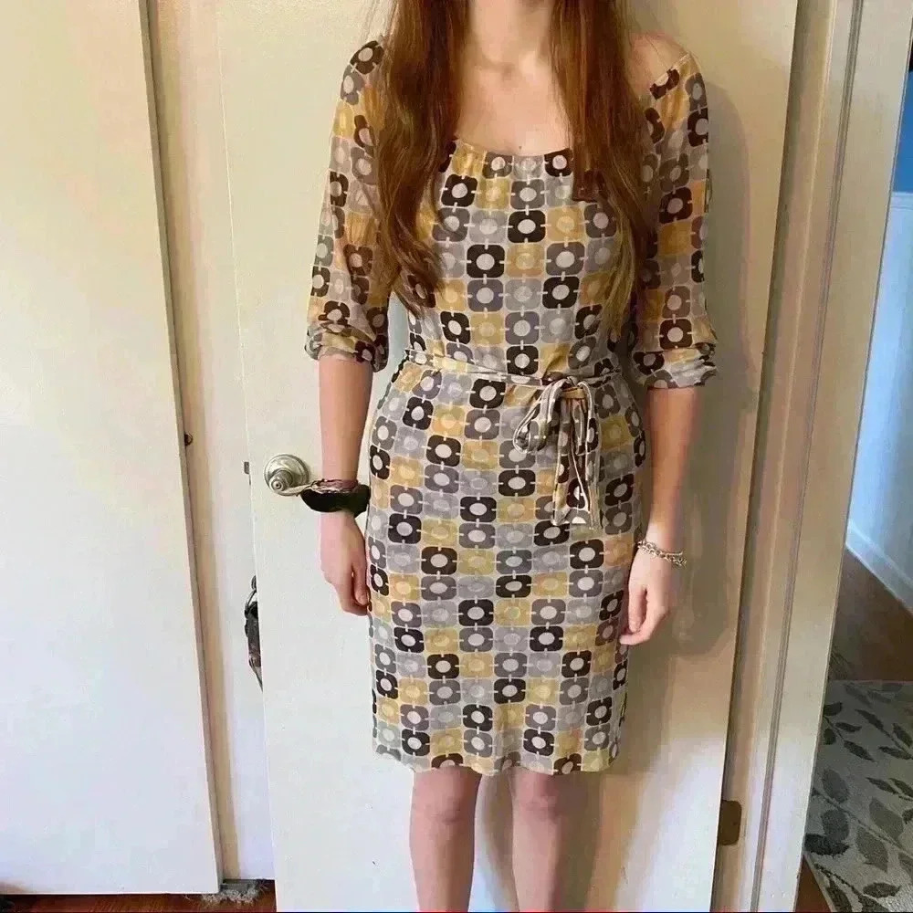 Anthropologie Boho Sheer geometric dress